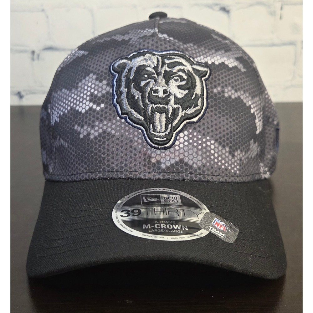 New Era 39THIRTY A-Frame Chicago Bears Black Camo Flex Hat L/XL